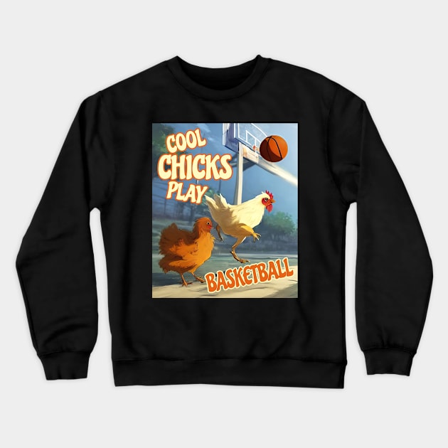 Cool Chicks Play Basketball Crewneck Sweatshirt by Tezatoons